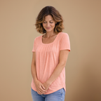 Dames casual T-shirt met vierkante kraag en korte mouwen Jelle Jora Mode
