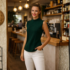 Elegante effen mouwloze top met ronde hals Jelle Jora Mode