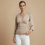 Chique Crop Top met V-hals en Strik Aan De Achterkant Jelle Jora Mode