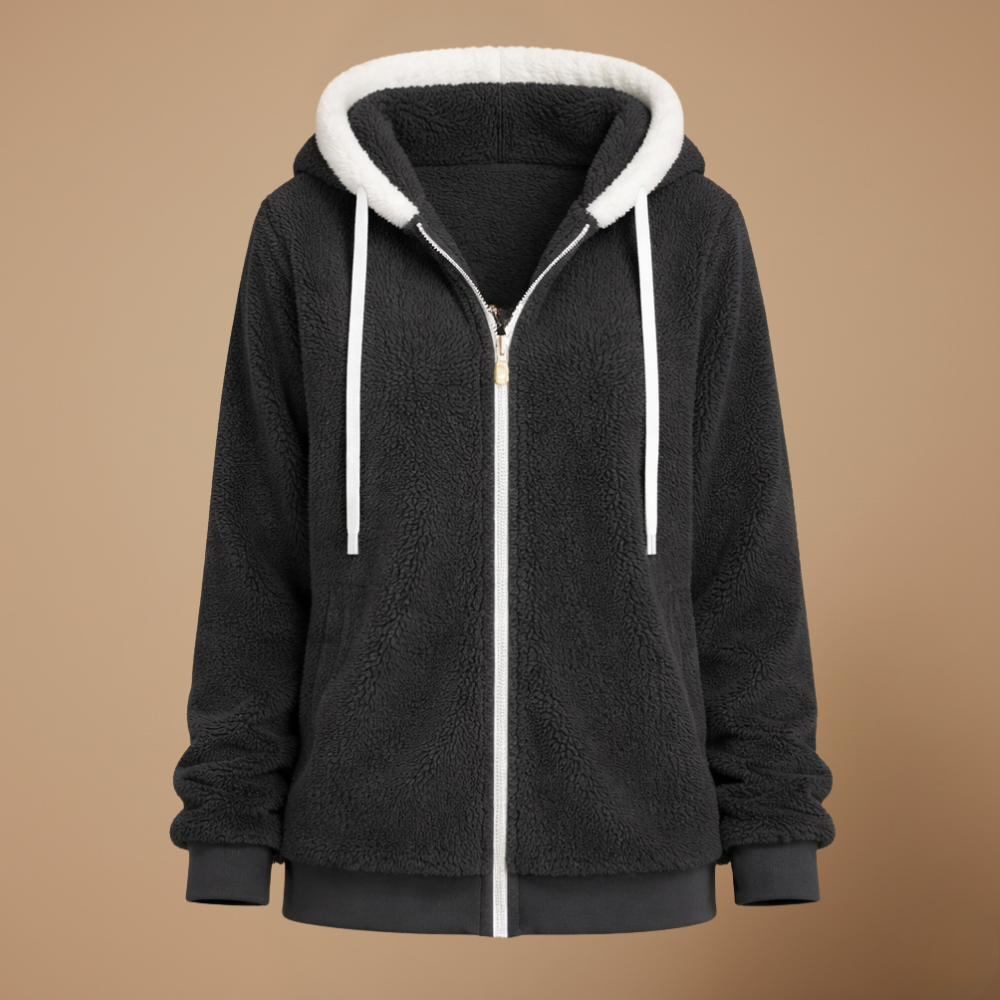 Losvallende fleece jas met capuchon voor dames Jelle Jora Mode