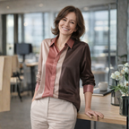 Dames elegante werkblouse met lange mouwen en knoopsluiting Jelle Jora Mode