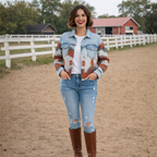 Denim patchwork jasje in retrostijl Jelle Jora Mode