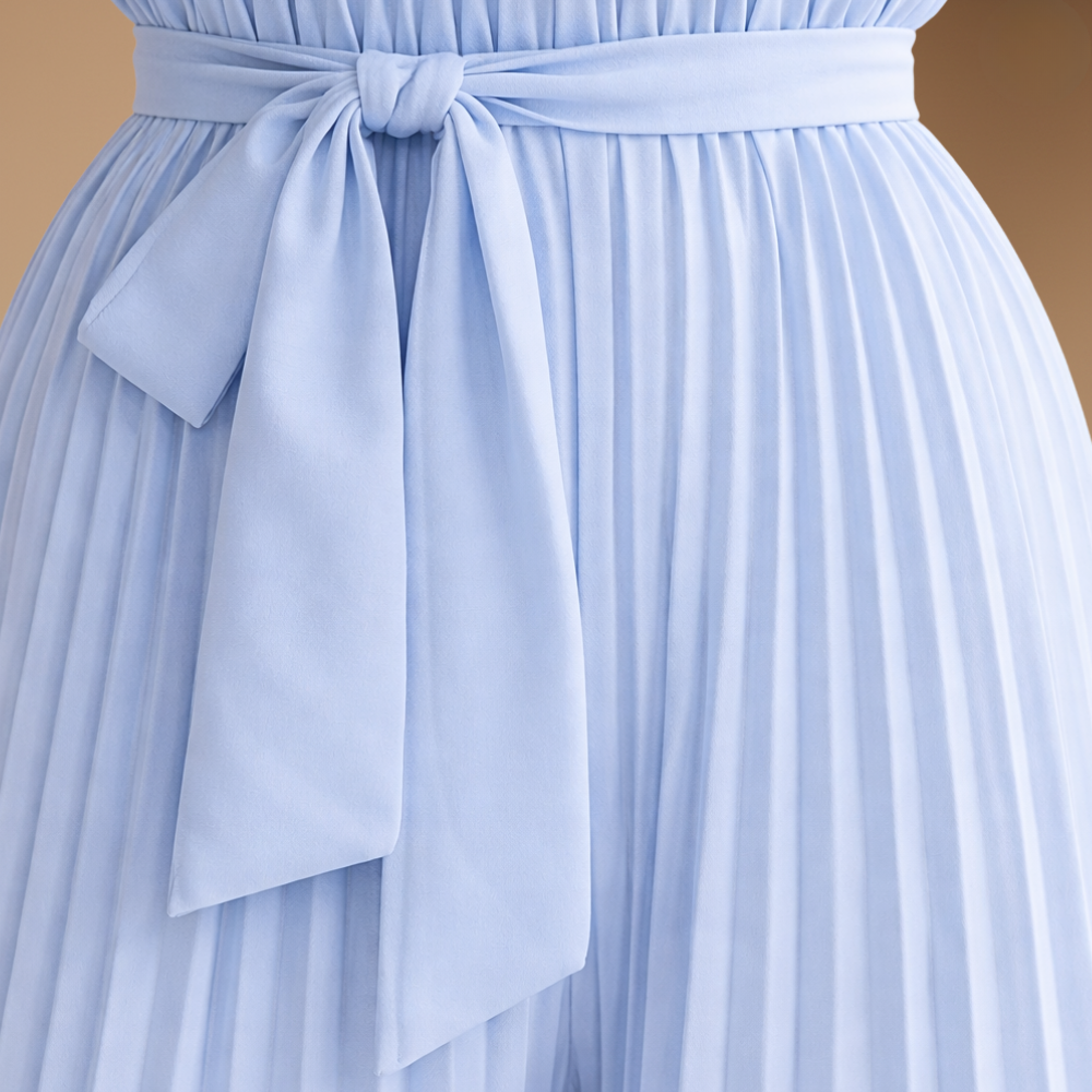 Dames geplooide jumpsuit – hoge hals ontwerp met riem Jelle Jora Mode
