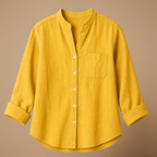 Damesblouse met losse pasvorm knoopsluiting en V-hals Jelle Jora Mode