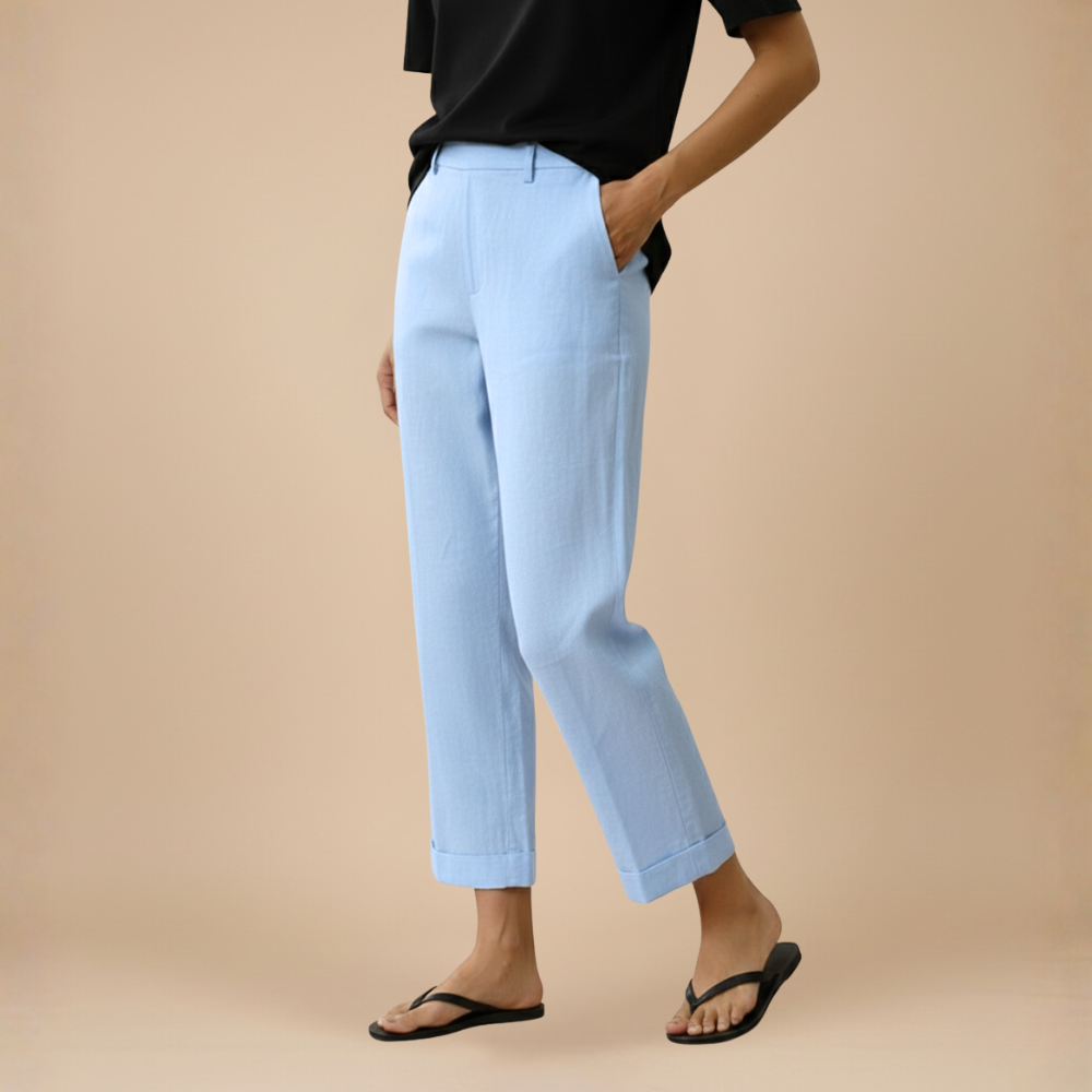 Casual broek met wijde pijpen en knoopsluiting voor dames Jelle Jora Mode