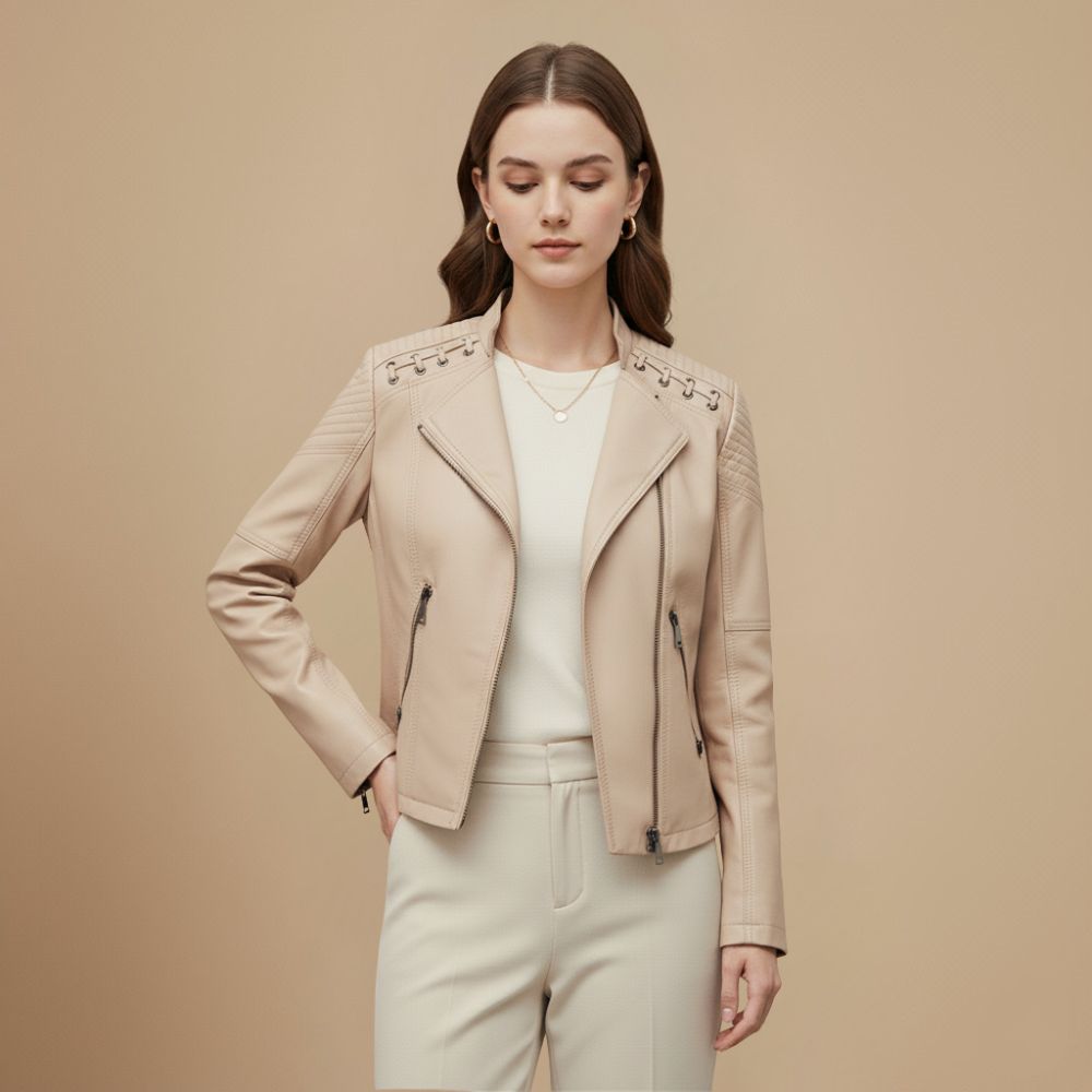 Dames Cropped Leren Look Jas Jelle Jora Mode