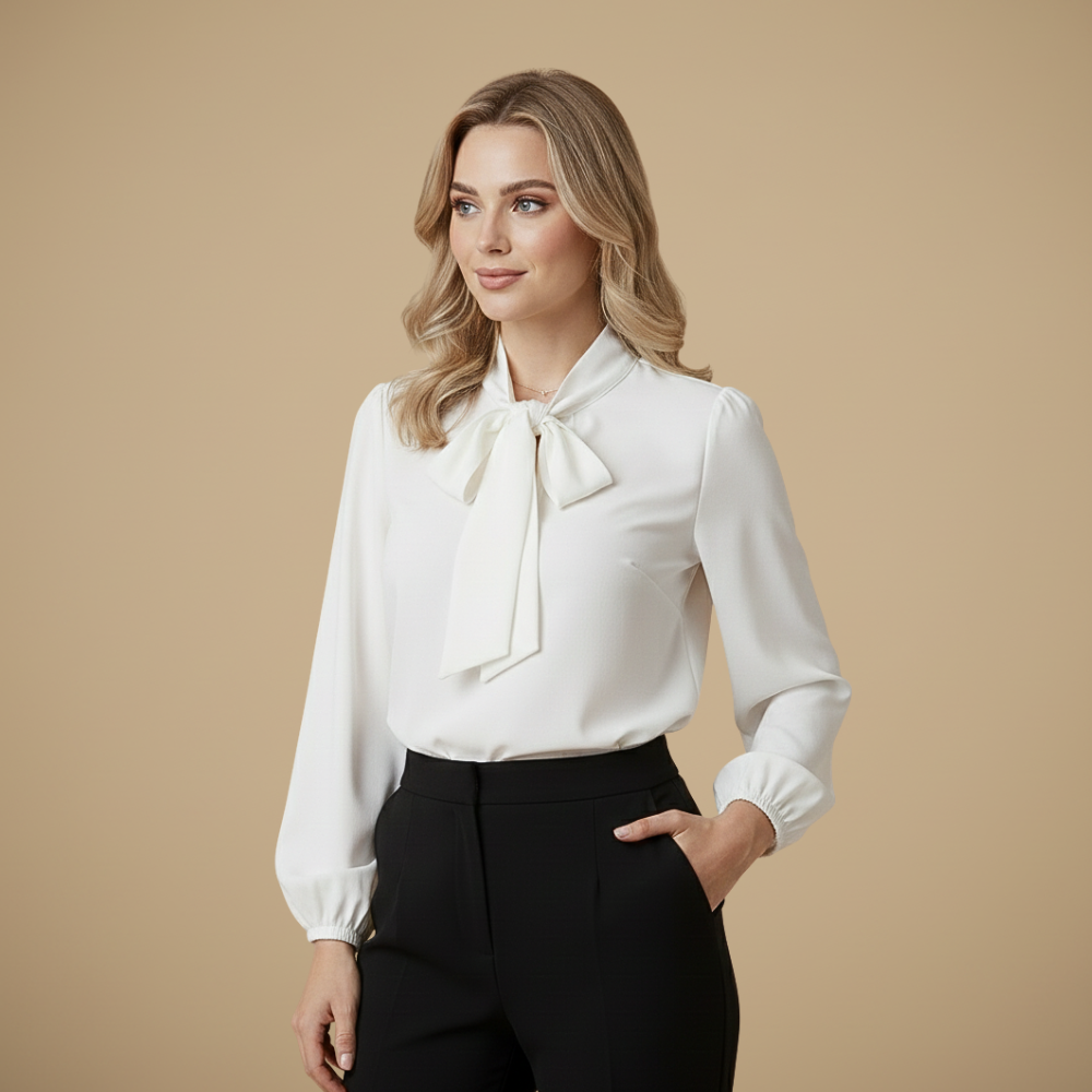 Damesblouse met lange mouwen en elegant strikdetail Jelle Jora Mode