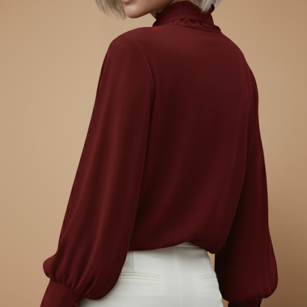 Damesblouse met strikje en lange mouwen