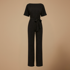 Dames jumpsuit met strik in de taille en wijde pijpen Jelle Jora Mode