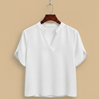 Casual damesblouse met V-hals en gesplitste mouwen Jelle Jora Mode