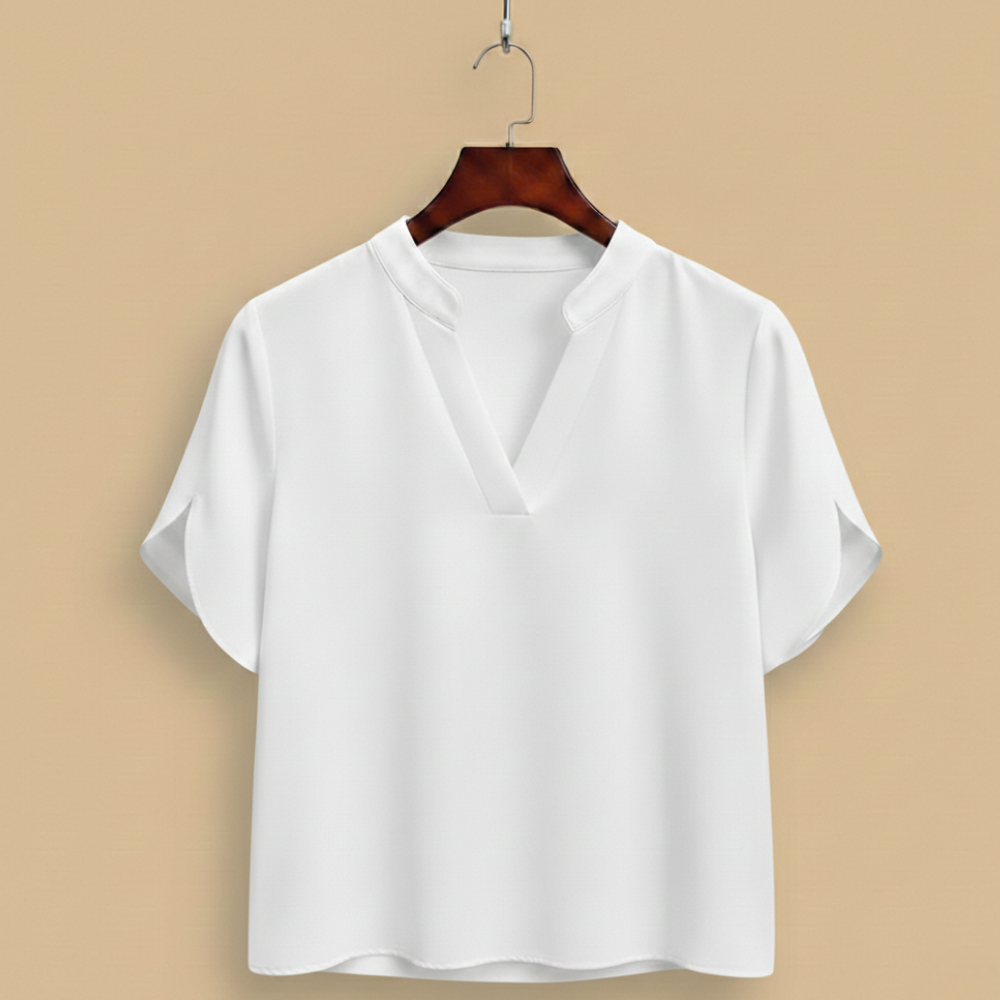 Casual damesblouse met V-hals en gesplitste mouwen Jelle Jora Mode