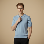 Heren gebreide slim fit polo met korte mouwen Jelle Jora Mode