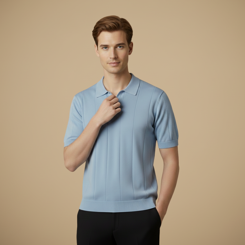 Heren gebreide slim fit polo met korte mouwen Jelle Jora Mode