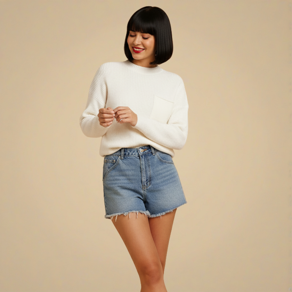 Klassieke Gebreide Trui met Gepersonaliseerde Zak Jelle Jora Mode