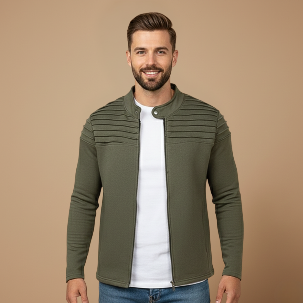 Herenjas met lange mouwen textuur en ritssluiting Jelle Jora Mode