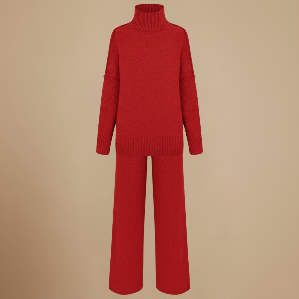 Dikke gebreide broek met hoge kraag voor dames Jelle Jora Mode
