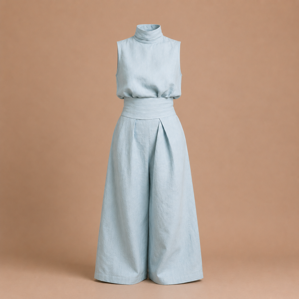 Dames elegante mouwloze set met coltrui en broek Jelle Jora Mode