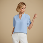 Casual damesblouse met V-hals en gesplitste mouwen Jelle Jora Mode