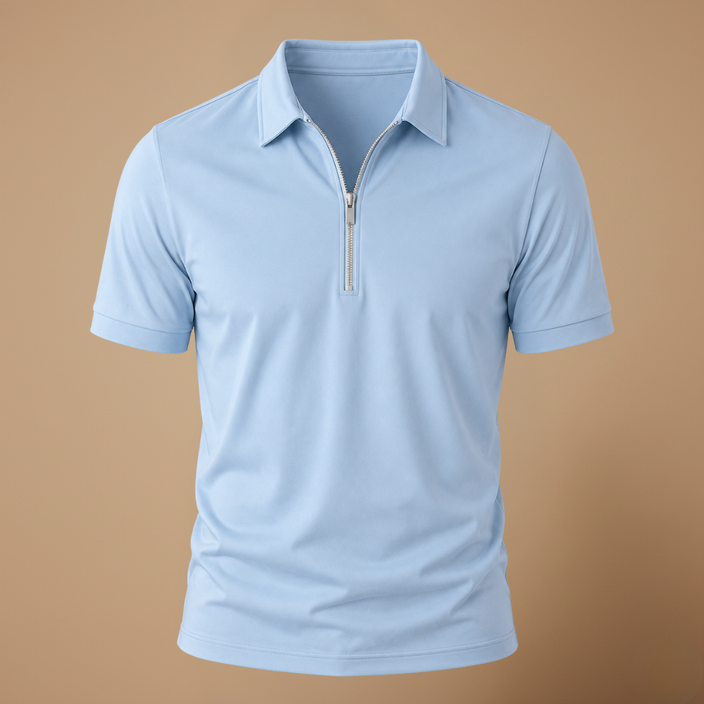 Heren ademend poloshirt met ritssluiting en korte mouwen Jelle Jora Mode