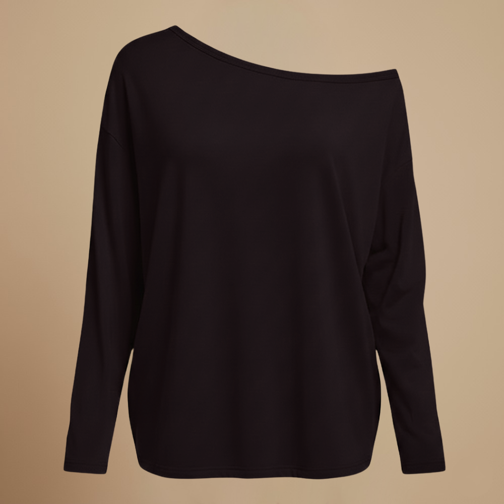 Dames effen off-shoulder losse top met lange mouwen Jelle Jora Mode