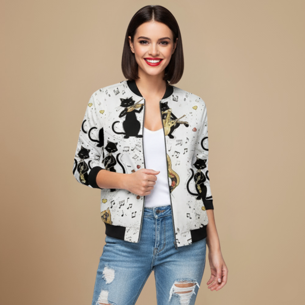 Bomberjack met Print Casual Stijl Jelle Jora Mode