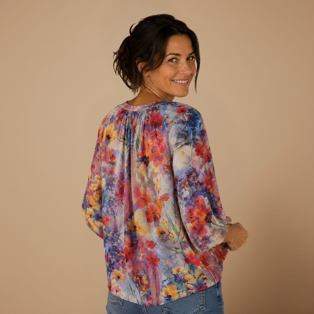 Dames casual blouse met halflange mouwen en knoopsluiting Jelle Jora Mode