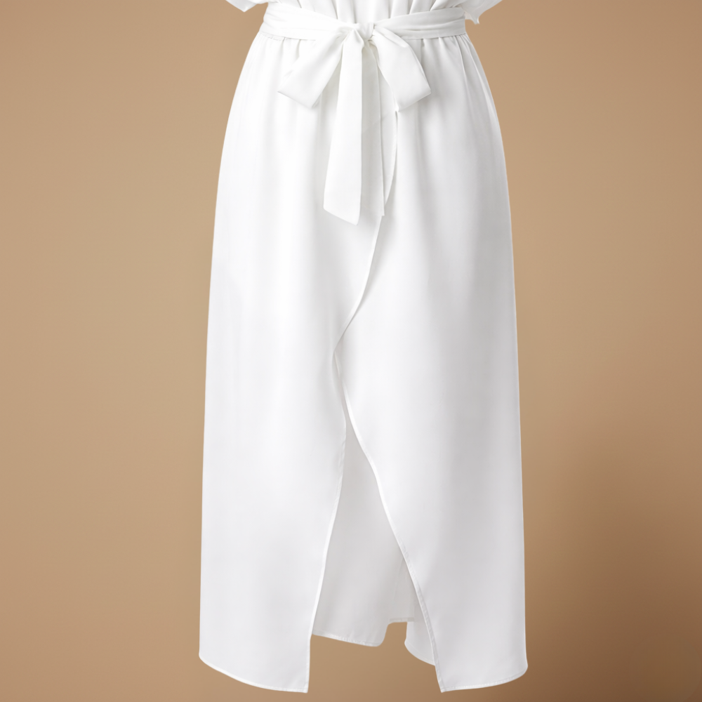 Dames elegante midi-jurk met v-hals en detail in de taille Jelle Jora Mode