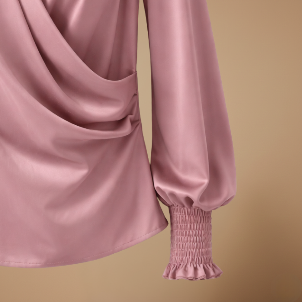 Damesblouse met V-hals en lantaarnmouwen Jelle Jora Mode