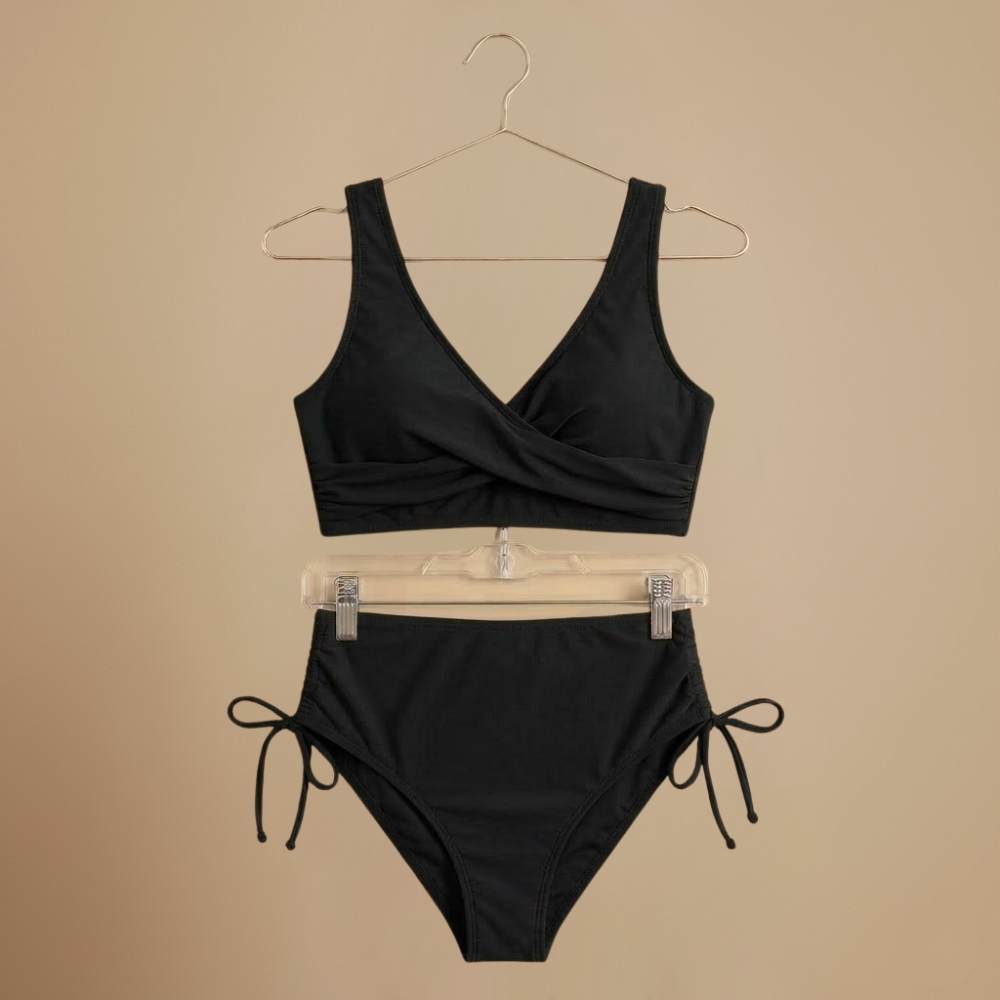Dames hoge taille wikkelbikini met strikbandjes aan de zijkanten Jelle Jora Mode