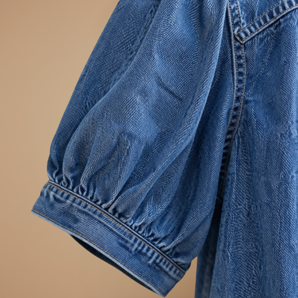 Damesblouse van denim met pofmouwen – Casual chic Jelle Jora Mode