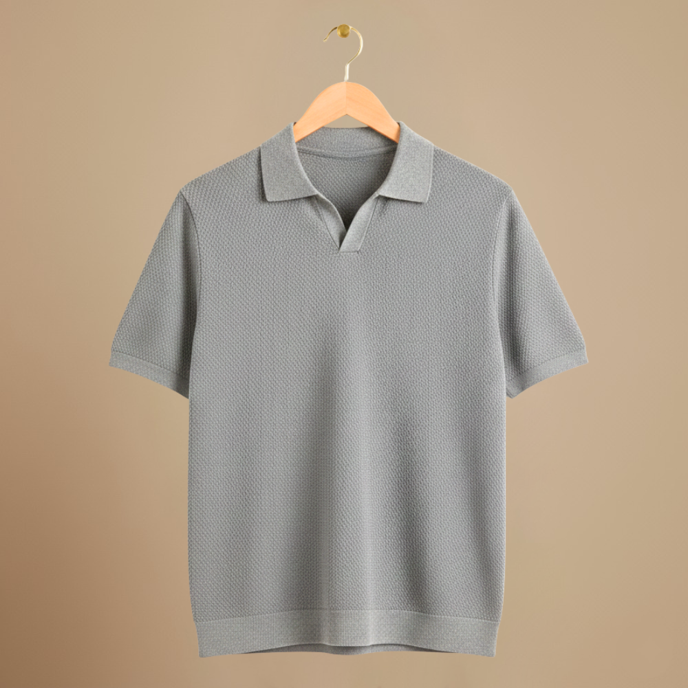 Lichtgewicht gebreid poloshirt met korte mouwen voor heren Jelle Jora Mode