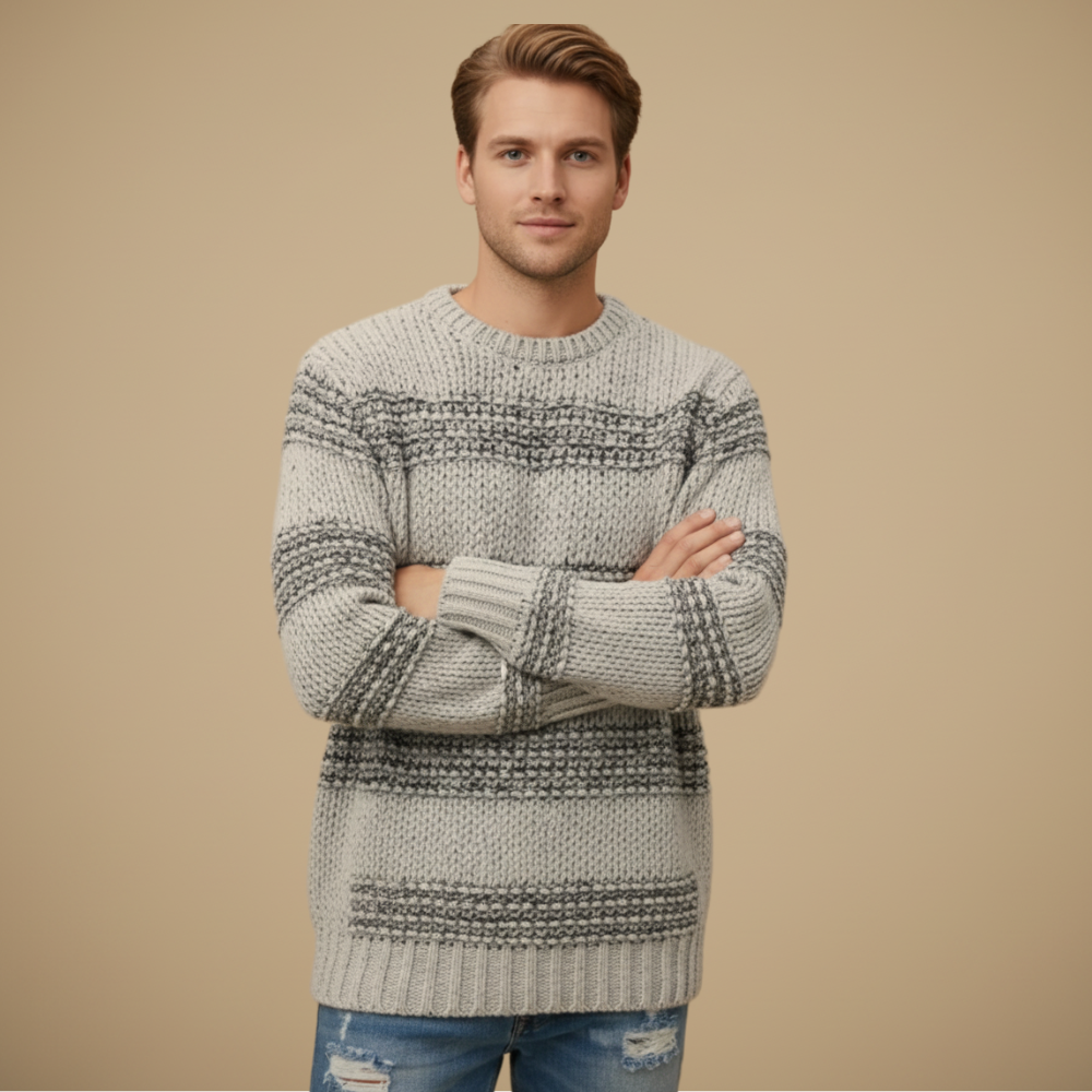 Lichtgewicht rekbare pullover met ronde hals voor heren Jelle Jora Mode