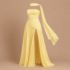 Dames strapless maxi-jurk met hoge split Jelle Jora Mode