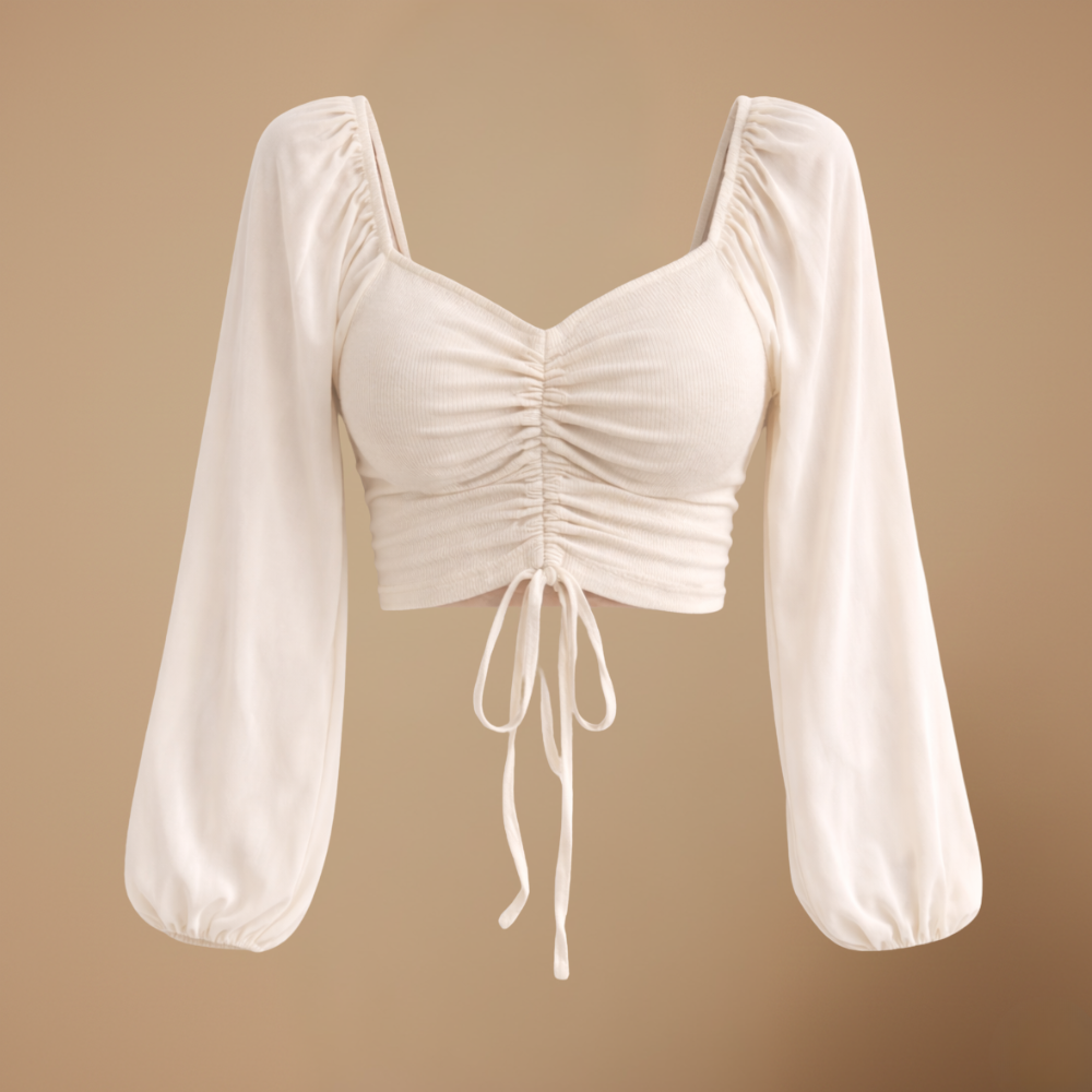 Dames getailleerde blouse met hartvormige halslijn en lange mouwen Jelle Jora Mode