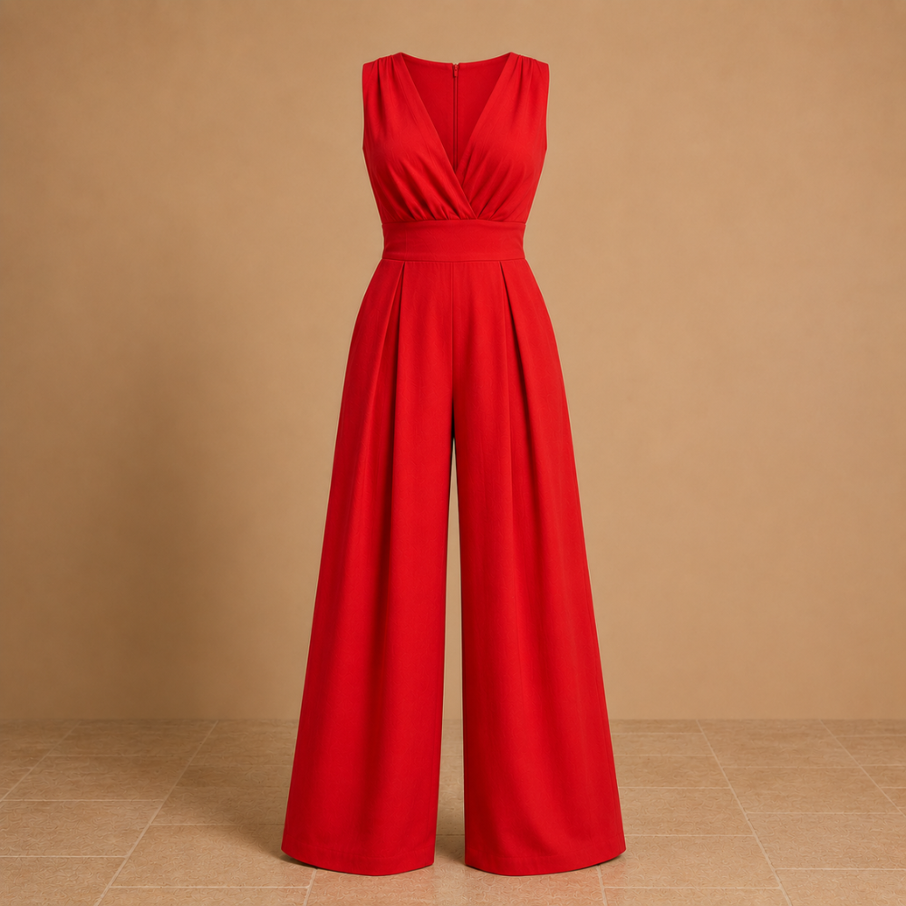 Dames elegante jumpsuit met V-hals en wijde pijpen Jelle Jora Mode