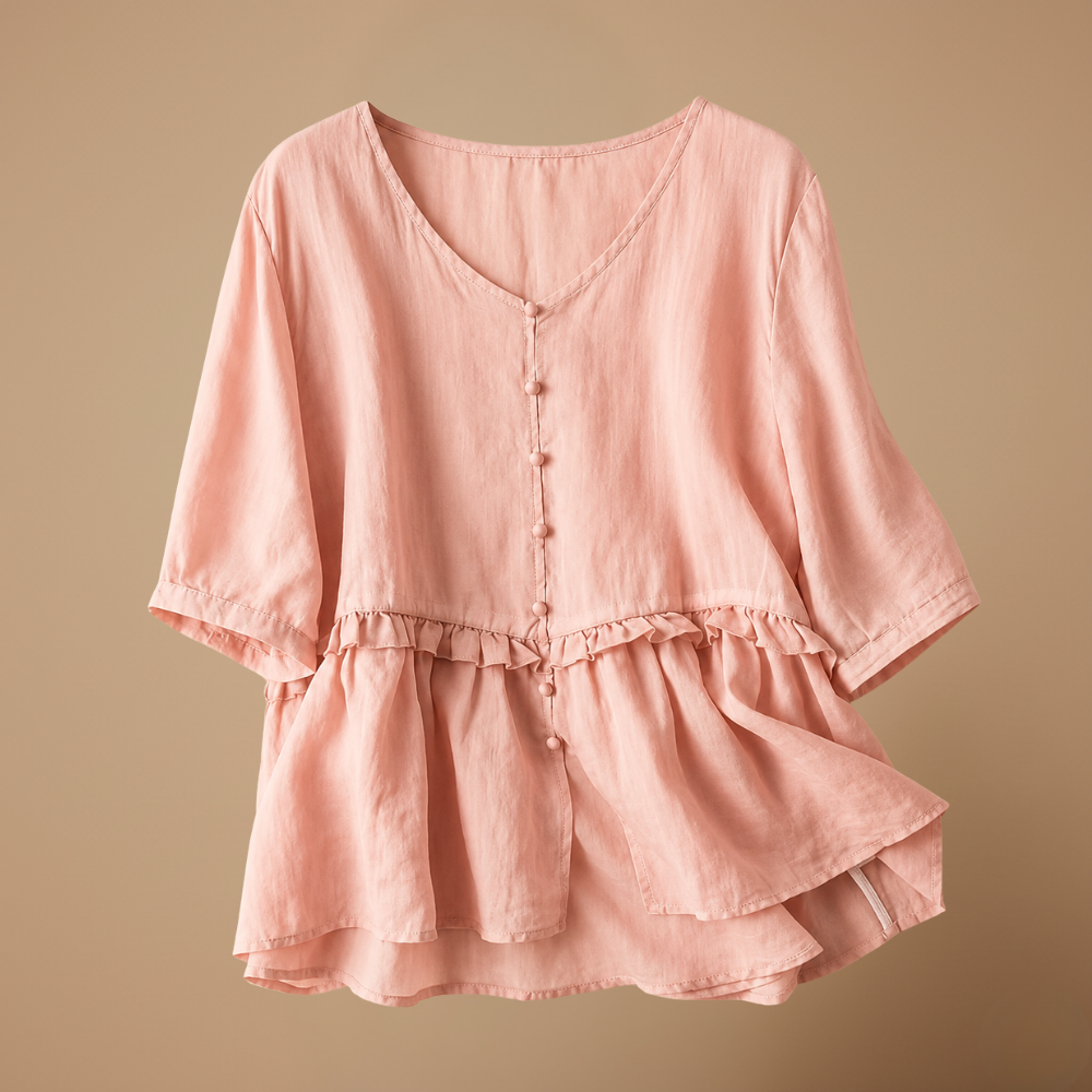Damesblouse met losse pasvorm en driekwartmouwen Jelle Jora Mode