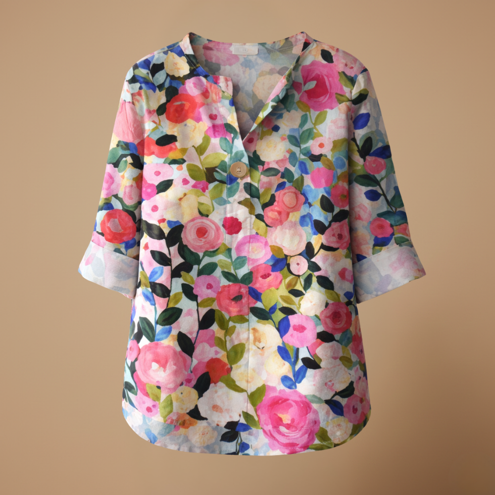 Damesblouse met bloemenprint en V-hals Jelle Jora Mode