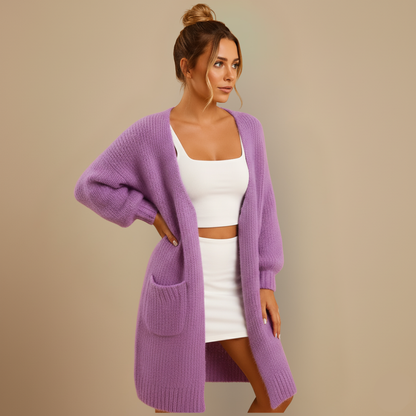Lange gebreide cardigan met zakken Jelle Jora Mode