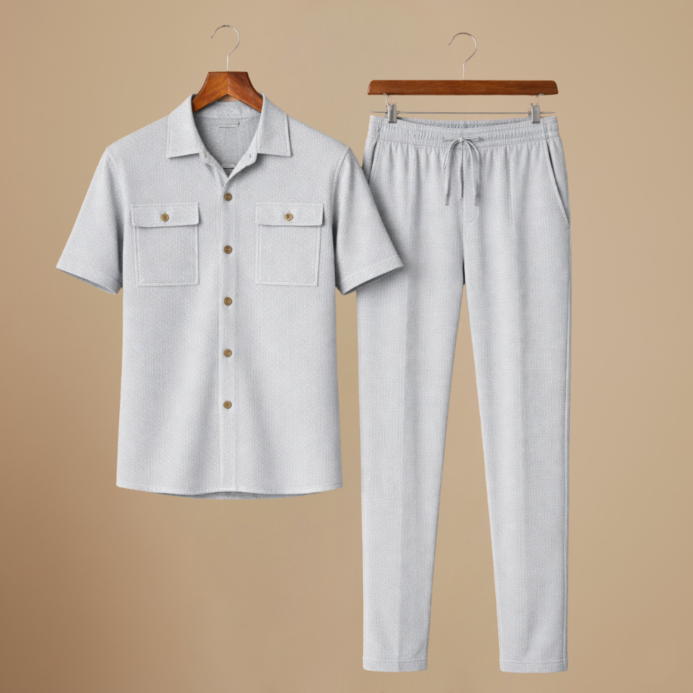Wafelgebreid shirt en broek tweedelige set Jelle Jora Mode