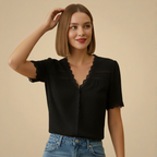 Elegante kanten blouse met korte mouwen Jelle Jora Mode