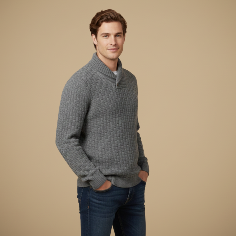 Herenwintertrui met hoge kraag en structuur Jelle Jora Mode
