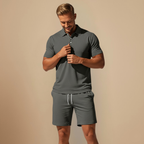 Casual Poloshirt en Korte Broek Tweedelige Set voor Heren Jelle Jora Mode