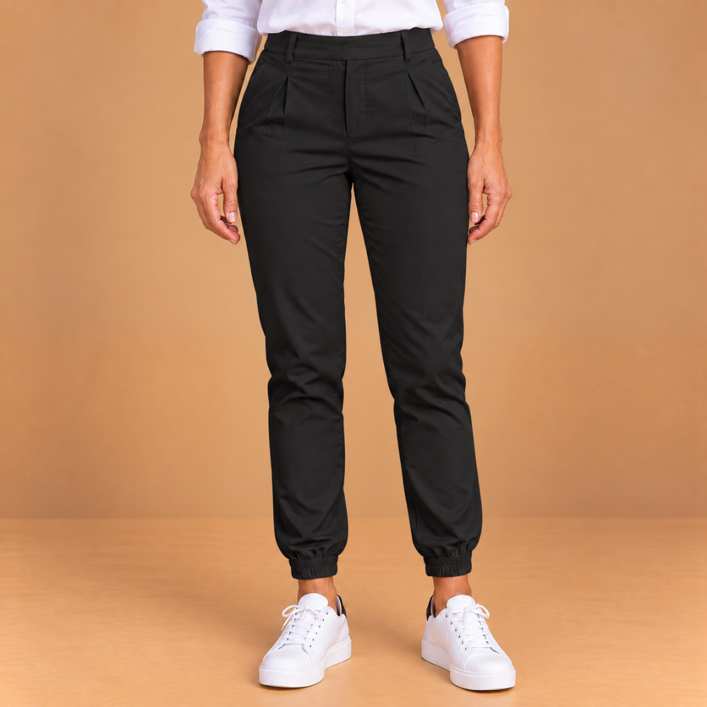 Dames joggingbroek hoge taille slim fit met omslag Jelle Jora Mode