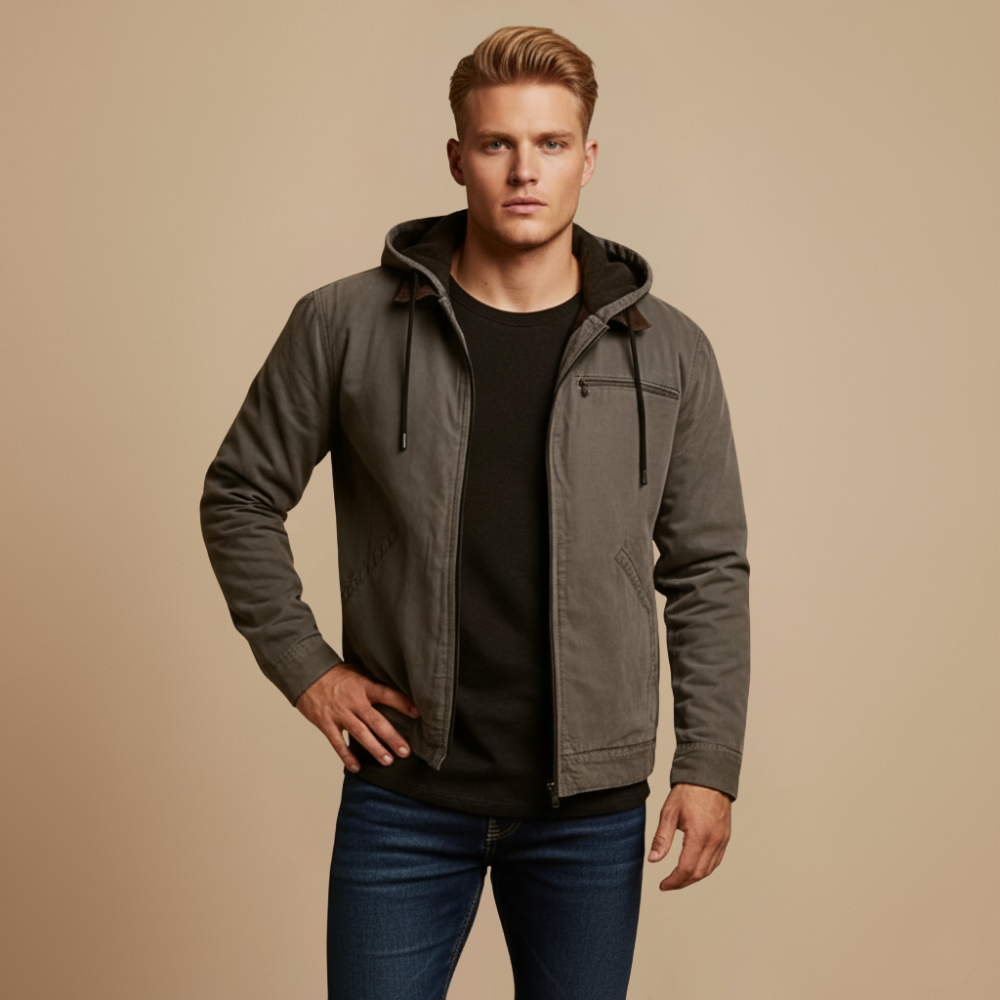 Casual Katoenen Jas met Capuchon en Fluweelachtige Voering Jelle Jora Mode