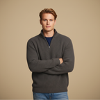 Geribbelde gebreide trui met kwartritssluiting Jelle Jora Mode