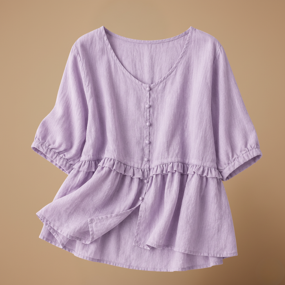 Damesblouse met losse pasvorm en driekwartmouwen Jelle Jora Mode