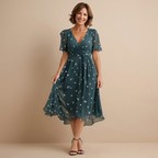 Dames casual knielengte zomerjurk met patroon Jelle Jora Mode