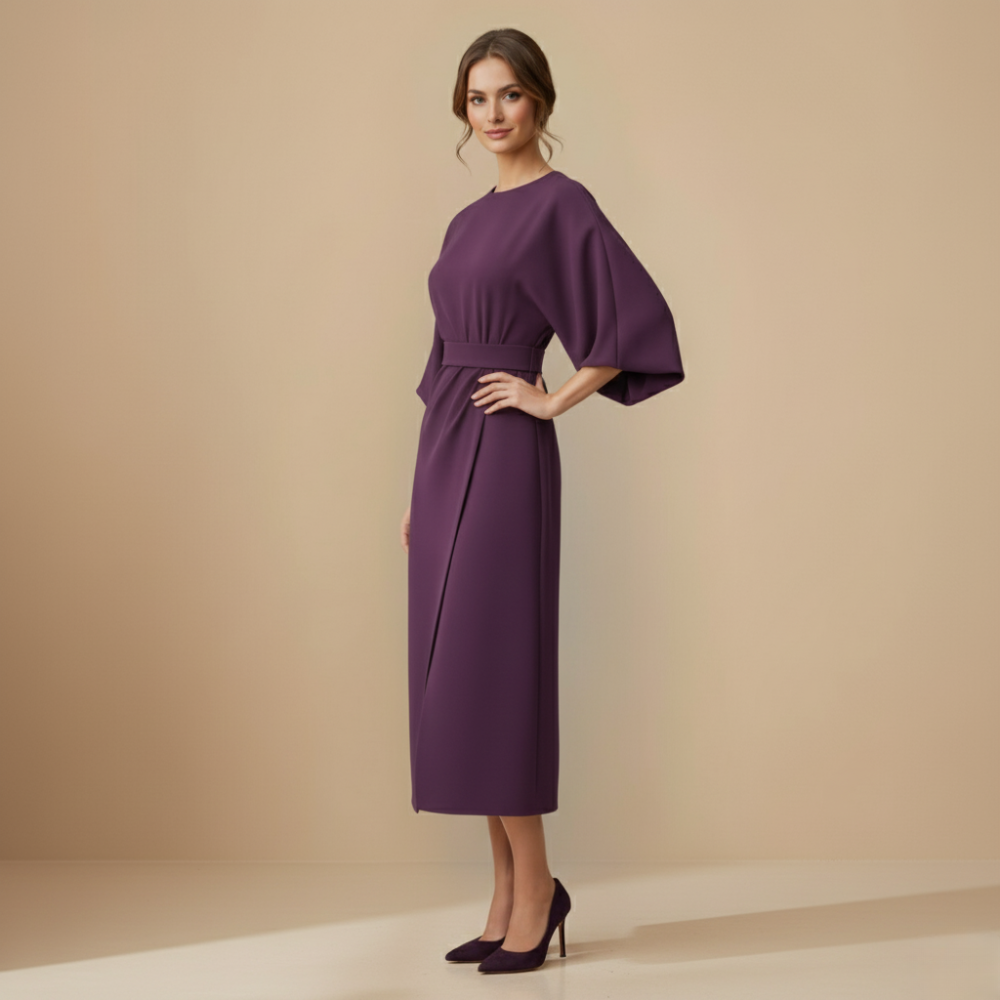 Elegante Effen Jurk met Vleermuismouwen Jelle Jora Mode