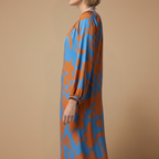 Dames zomer maxi-jurk met lange mouwen en print