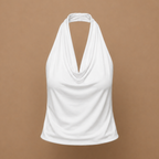 Dames-tanktop met gedrapeerde halternek open rug en zonder mouwen Jelle Jora Mode